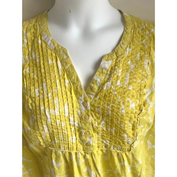 Womens Size 18 20 Butter Yellow Blouse Floral 100 Cotton Bohochic Cottage Flowy - Picture 3 of 5